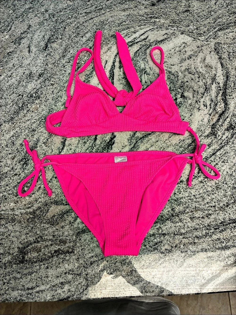 No Boundaries Ribbed Bikini Set in Pink Size Medium Like New